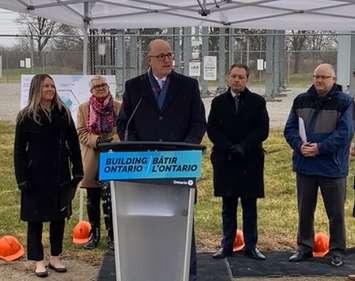 Windsor Mayor Drew Dilkens at a Hydro One announcement on Monday, April 4 2022. (Photo courtesy of City of Windsor Facebook live stream)