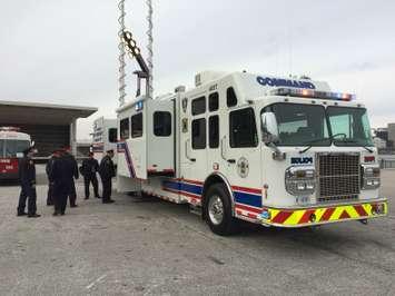 Windsor's police and fire departments unveiled a new shared mobile command centre on December 1, 2014. (Photo by Jason Viau)