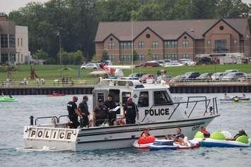 Emergency crews kept a daylong watchful eye at the St. Clair River Float Down Aug. 18, 2018 (BlackburnNews.com photo by Dave Dentinger)