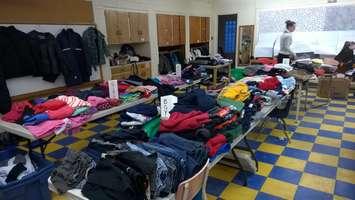 Clothing donated to the Marlborough Public School community by a congregation in Richmond Hill, December 17, 2014. (Photo courtesy of Shaun Campbell.)