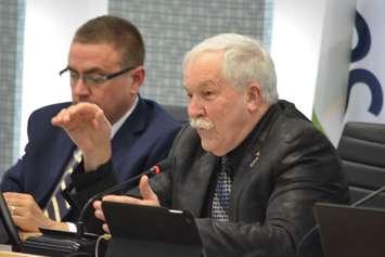 Mayor Ron McDermott discussed with Essex Town Council the enhancement to their OPP contract to have a community liaison officer based in Essex Feb. 22. The contract will cost $176,000 for the Town of Essex. (Photo by Caleb Workman)