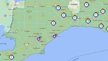 Hydro One outage map.