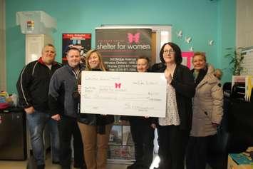 Welcome Centre Shelter For Women receives $2000 donation from Unifor Local 444, December 8, 2017. (Photo by Maureen Revait) 