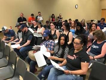 Windsor Star employees attend a ratification meeting at Unifor Local 240's hall in Windsor, May 6, 2018. Photo courtesy of Unifor Local 240/Facebook.