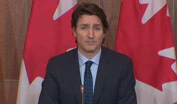 Prime Minister Justin Trudeau announces the federal government is revoking the use of the Emergencies Act. February 23, 2022. (Capture via CPAC.)