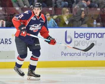 Mathew MacDougall of the Windsor Spitfires. (Photo by Terry Wilson / OHL Images)