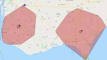 Map of the power outage in Essex County on November 19, 2019. (Courtesy of Hydro One)