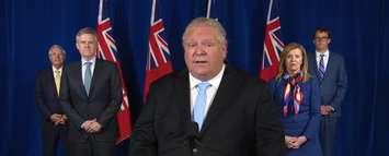 Premier Doug Ford addresses the province regarding the next stage of Ontario's reopening plan. 8 June 2020. (Screenshot from Ford's daily COVID-19 address)