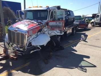 Tow truck crash. May 14, 2019. (Photo courtesy of OPP)