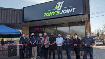 Tony's Joint, located on 20 Talbot St. S in Essex celebrates its opening day with a ribbon cutting ceremony. November 7, 2020. (Photo courtesy of Town of Essex)