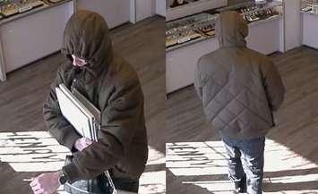 Windsor police are looking for a suspect who jumped the counter at a jewellery store Monday afternoon.