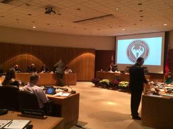 Ballots are handed out at the GECDSB organization meeting on December 2, 2014 as trustees vote for a new chairperson and vice-chairperson. (Photo by Ricardo Veneza)