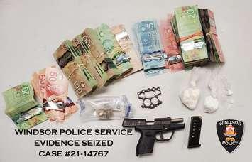 Evidence seized in a raid on Bridge Avenue in Windsor, February 22, 2021. Photo provided by Windsor Police Service.