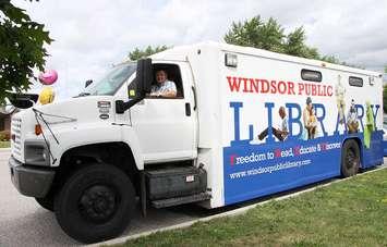 The Windsor Public Library unveils its new bookmobile on August 16, 2016. (Photo courtesy the Windsor Public Library)