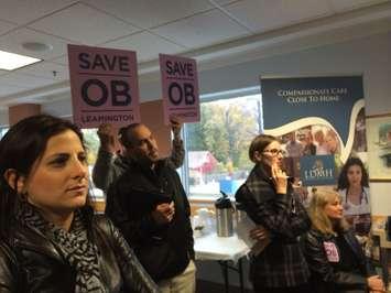 The planned closure of the obstetrics ward at Leamington District Memorial Hospital brings many residents to a public forum on October 29, 2014. (Photo by Ricardo Veneza)