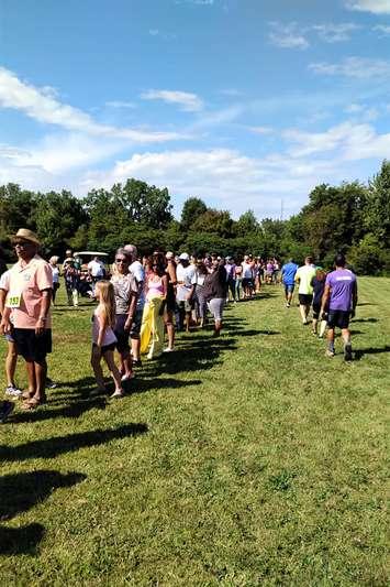 Participants for the world record attempt for the longest Soul Train Line at the 96th annual Buxton Homecoming. (Photo courtesy of Michelle Robbins, Doug Robbins, and Jeral Lumley)